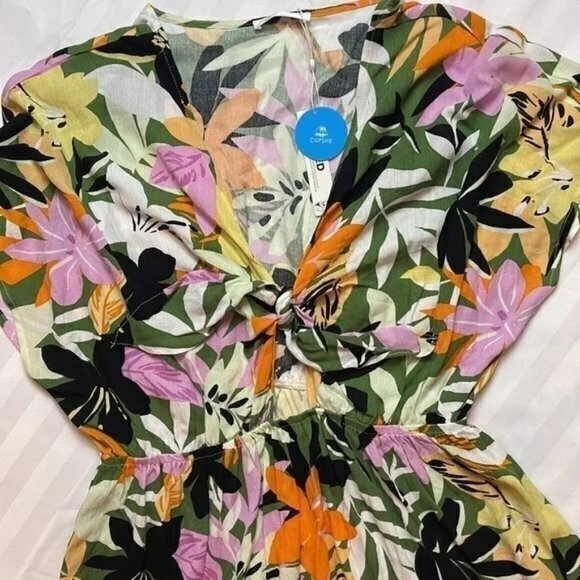 Cupshe Cute Floral Ruffle Tie Front Dress or Cover-up NWT Size L - Picture 14 of 15